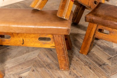Vintage Leather Topped Gym Bench
